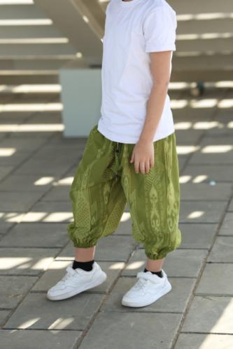 شروال بنقشه لون اخضر فاتح للاطفال