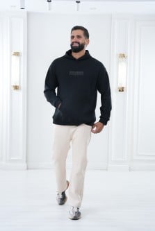 Oversized black hoodie-بلوفر باللون الاسود