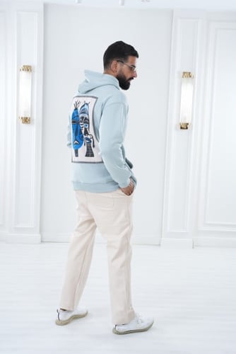 Oversized Blue Hoodie -بلوفر ازرق