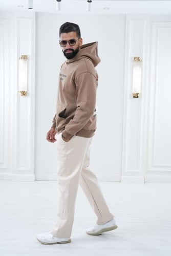 oversized brown Hoodie -بلوفر بني