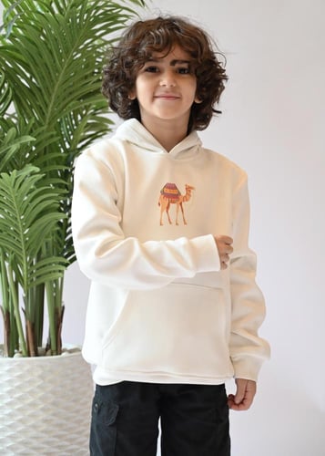 هودي الجمل باللون الأبيض للأطفال