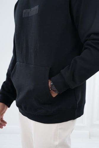 Oversized black hoodie-بلوفر باللون الاسود