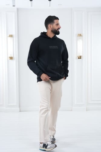 Oversized black hoodie-بلوفر باللون الاسود