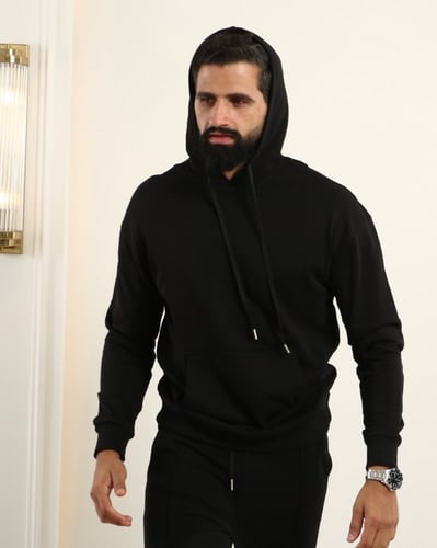 طقم هودي شتوي أسود