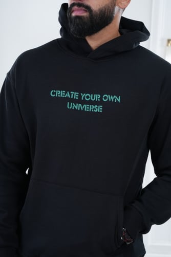 Oversized Black Hoodie -بلوفر اسود