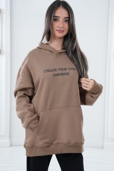 oversized brown Hoodie -بلوفر بني