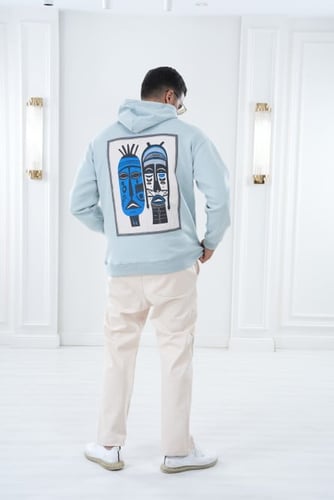 Oversized Blue Hoodie -بلوفر ازرق