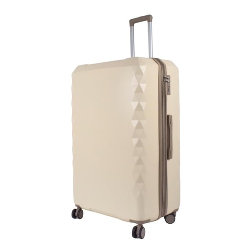 طقم حقائب سفر فايبر 7 قطع بجوانب مدببة لون بيج كاك...