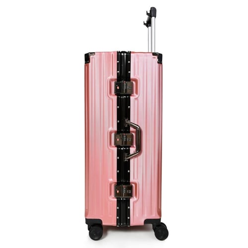 طقم شنط سفر 3 قطع ABS مع إطار ألومنيوم لون روز