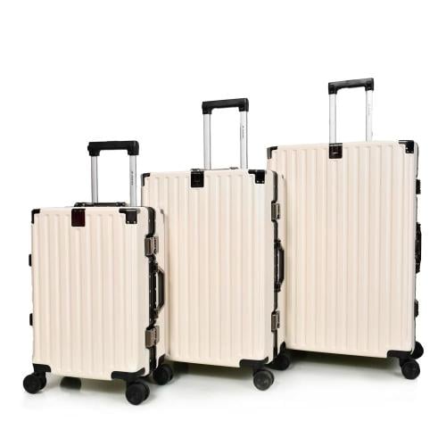 طقم شنط سفر 3 قطع ABS مع إطار ألومنيوم لون بيج
