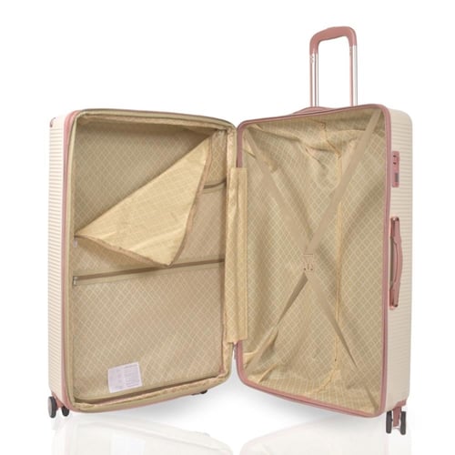 طقم حقائب سفر مخطط بجوانب 4 قطع سحب كبيرة + قطعة ي...