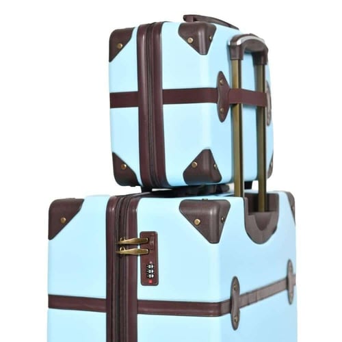 شنط سفر فايبر كلاسيكية – طقم 4 قطع لون سماوي