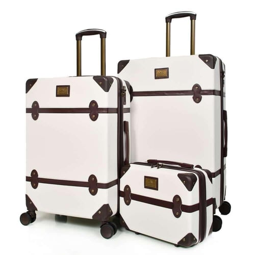 شنط سفر فايبر كلاسيكية – طقم 4 قطع باللون الأبيض و...