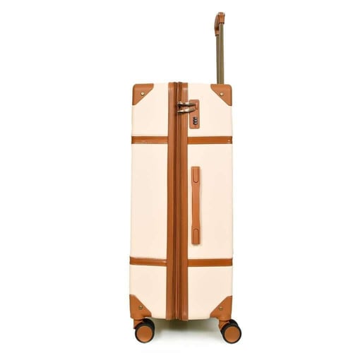 شنط سفر فايبر كلاسيكية – طقم 4 قطع لون بيج و بني ف...