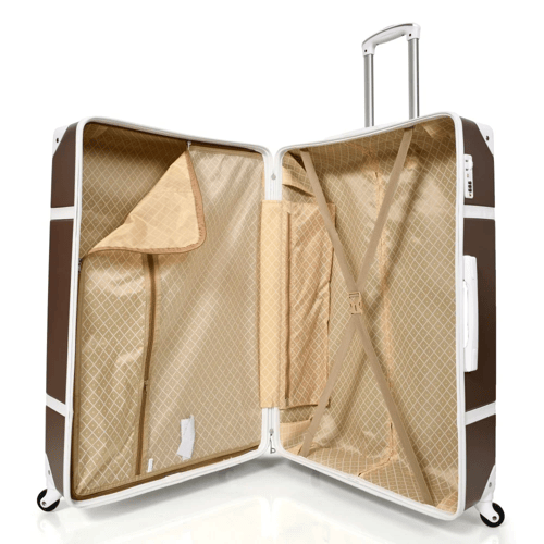 طقم شنط سفر كلاسيكي فينتيج مكون من 7 قطع لون ذهبي