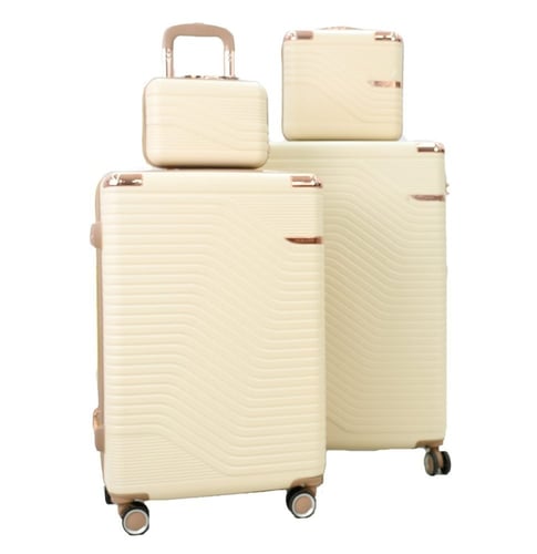 طقم حقائب سفر مخطط بجوانب 4 قطع سحب كبيرة + 2 قطع...