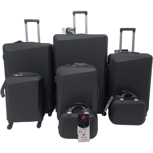 حقائب سفر طقم مكون من فايبر 7 قطع بزاوية محدبة لون...