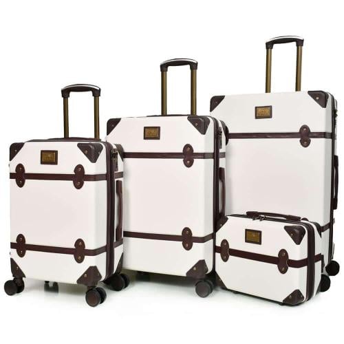 شنط سفر فايبر كلاسيكية – طقم 4 قطع باللون الأبيض و...