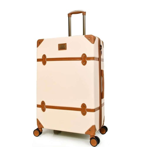 شنط سفر فايبر كلاسيكية – طقم 4 قطع لون بيج و بني ف...