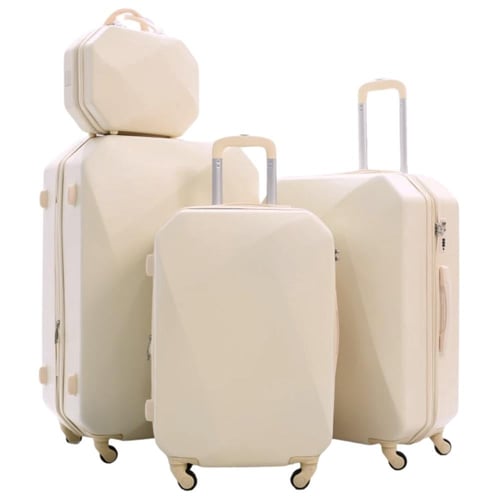 شنط سفر طقم 6 قطع بتصميم هندسي لون بيج