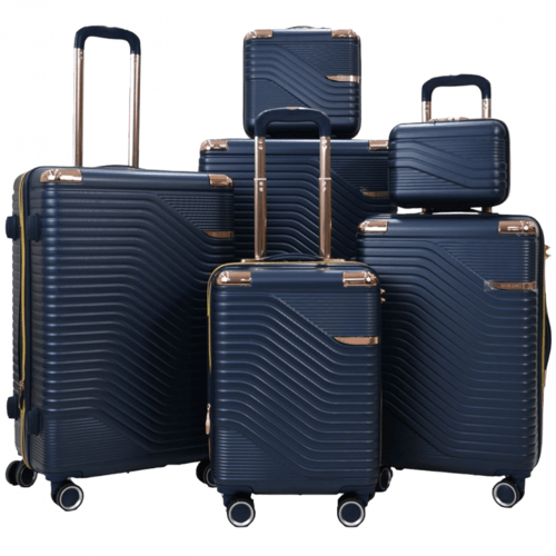 طقم حقائب سفر مخطط بجوانب 4 قطع سحب كبيرة + 2 قطع...