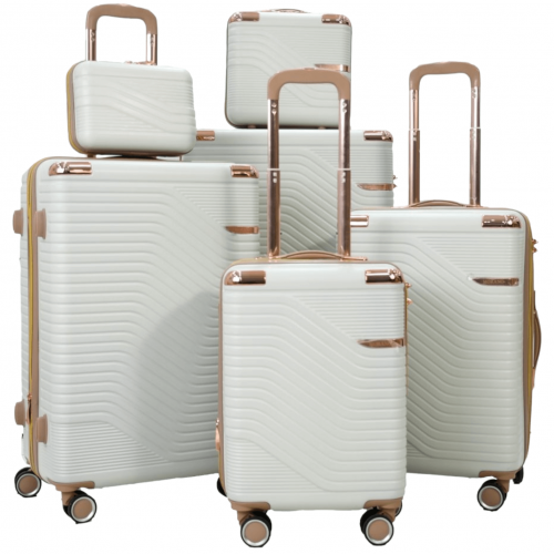 طقم حقائب سفر مخطط بجوانب 4 قطع سحب كبيرة + 2 قطع...