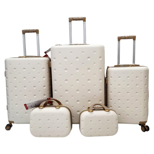 حقائب سفر طقم مكون من فايبر 5 قطع لون بيج بشكل نجو...