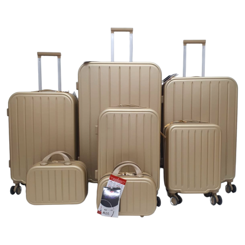 حقائب سفر طقم مقلم مكون من فايبر 7 قطع لون ذهبي