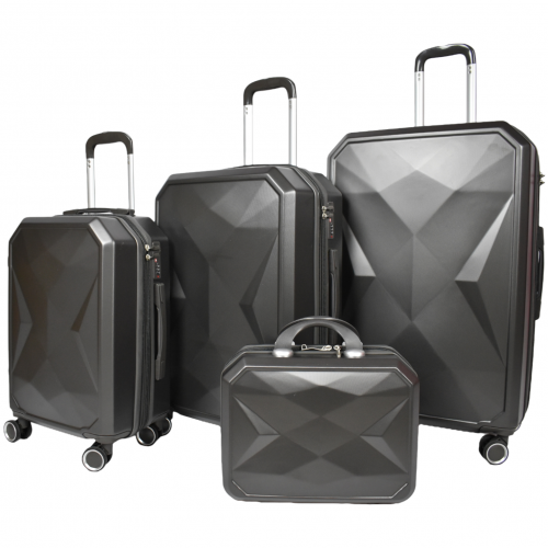 طقم شنط سفر فايبر 4 قطع لون رمادي