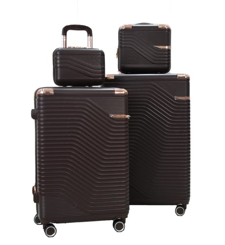 طقم حقائب سفر مخطط بجوانب 4 قطع سحب كبيرة + 2 قطع...