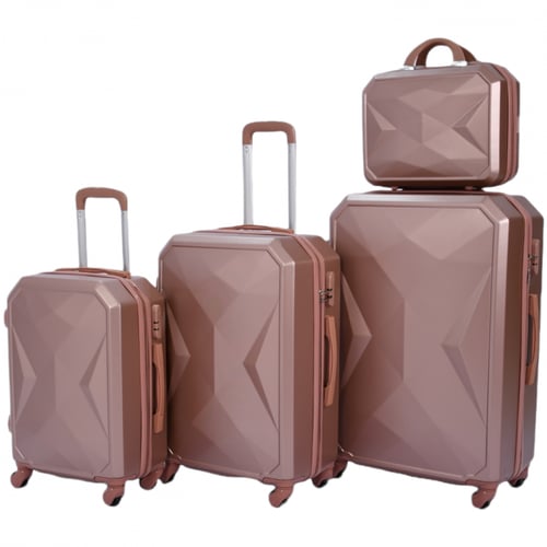 طقم حقائب سفر فايبر 4 قطع لون روز جولد