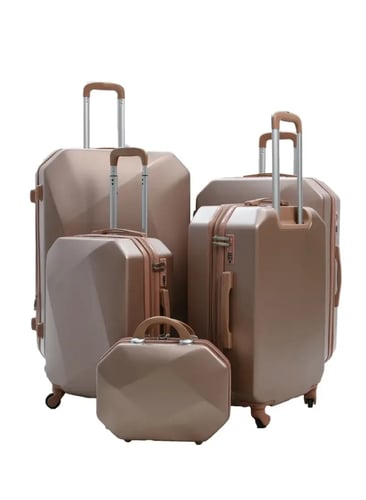 شنط سفر طقم 6 قطع بتصميم هندسي لون روز قولد