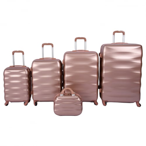 شنط فايبر مموج 5 قطع لون روز جولد