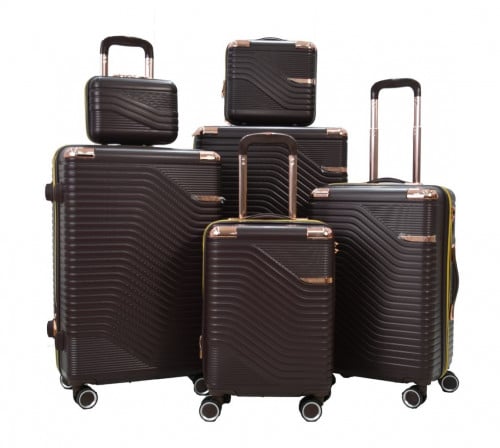 طقم حقائب سفر مخطط بجوانب 4 قطع سحب كبيرة + 2 قطع...