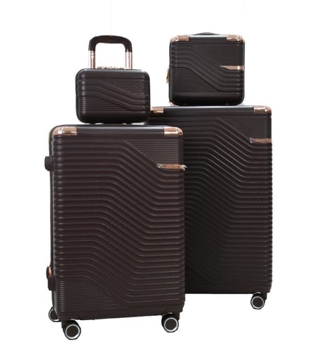 طقم حقائب سفر مخطط بجوانب 4 قطع سحب كبيرة + 2 قطع...