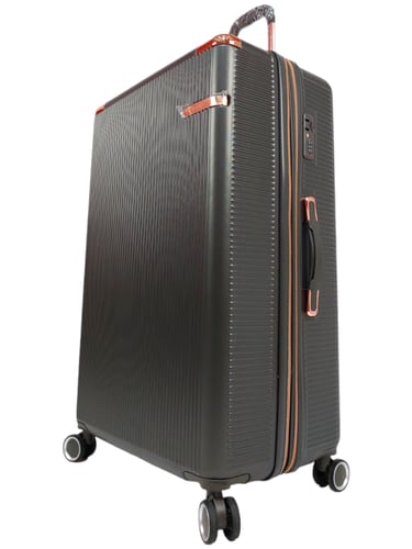 طقم حقائب سفر مخطط بجوانب 4 قطع سحب كبيرة + قطعة ي...