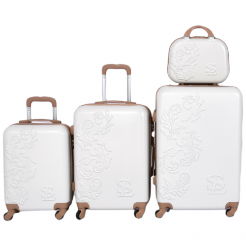 شنط سفر فايبر 4 قطع شكل مشجر لون بيج