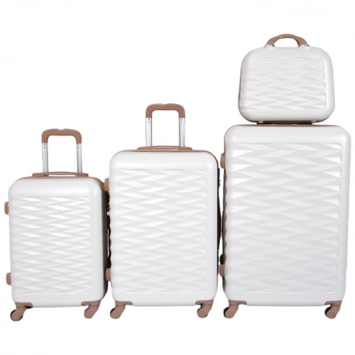 حقائب سفر فايبر 4 قطع لون بيج بشكل مميز