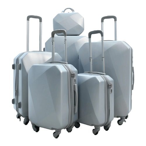 شنط سفر طقم 6 قطع بتصميم هندسي لون فضي