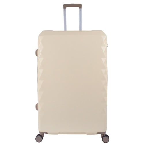 طقم حقائب سفر فايبر 7 قطع بجوانب مدببة لون بيج كاك...