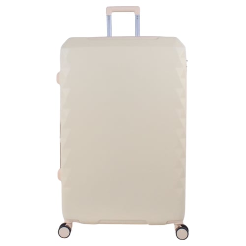 طقم حقائب سفر فايبر 7 قطع بجوانب مدببة لون بيج