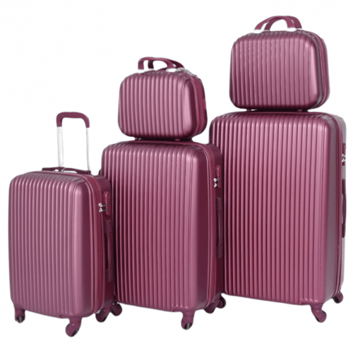 شنط فايبر مخطط 5 قطع لون عودي