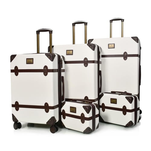 شنط سفر فايبر كلاسيكية – طقم 7 قطع لون أبيض و بني