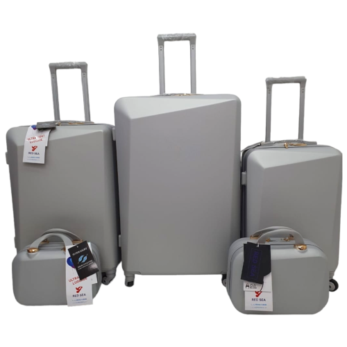 حقائب سفر طقم مكون من فايبر 5 قطع بزاوية محدبة لون...