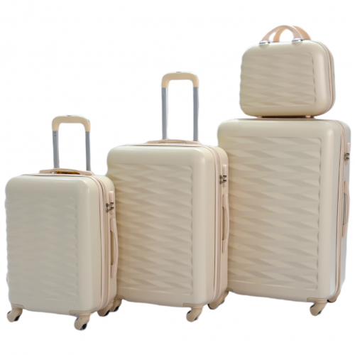 حقائب سفر فايبر 4 قطع لون بيج غامق بشكل مميز