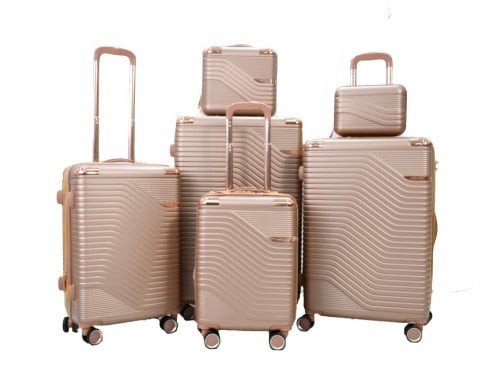 طقم حقائب سفر مخطط بجوانب 4 قطع سحب كبيرة + 2 قطع...