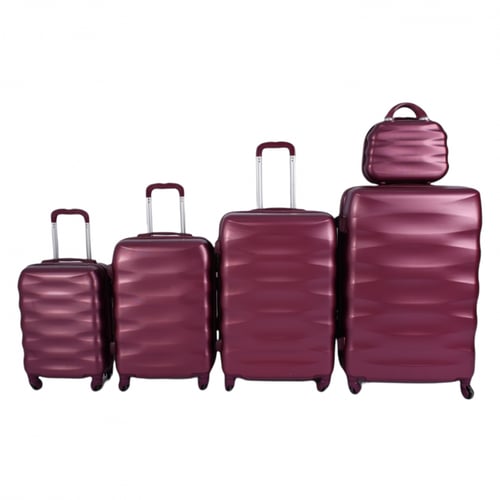 شنط فايبر مموج 5 قطع لون عنابي