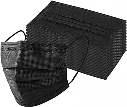 كمامات لون أسود (3 طبقات) بخامة ناعمة ومريحة