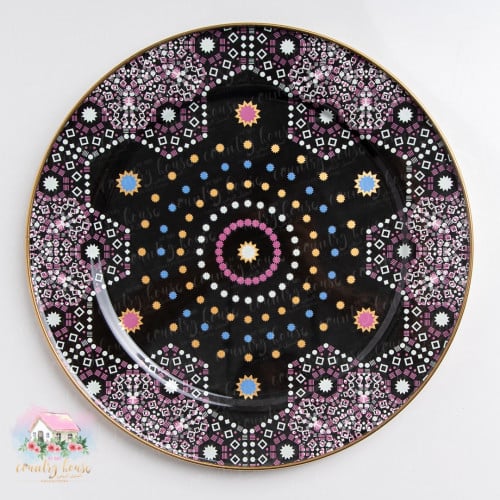 0317 صحن معدني أسود مزخرف