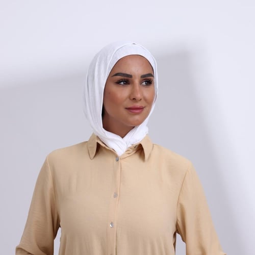 طقم طرحة مفتوحة مثلث مع قبعة - اوف وايت